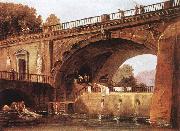 ROBERT, Hubert, Washerwomen below a Bridge